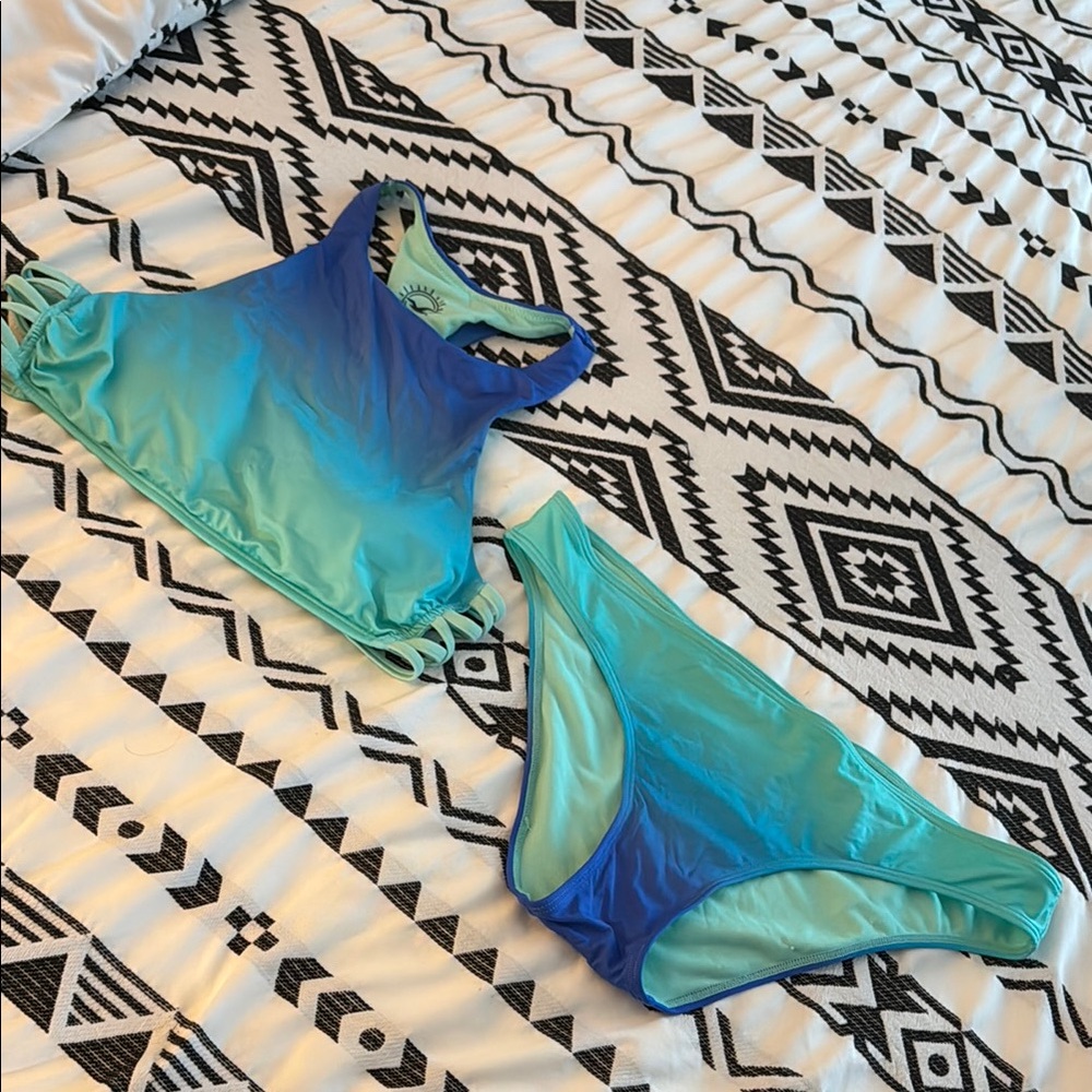 Blue and Green Ombre Bikini Set